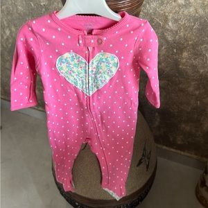 Carter’s Heart Pink 100% Snug Fit Cotton Footie 6M